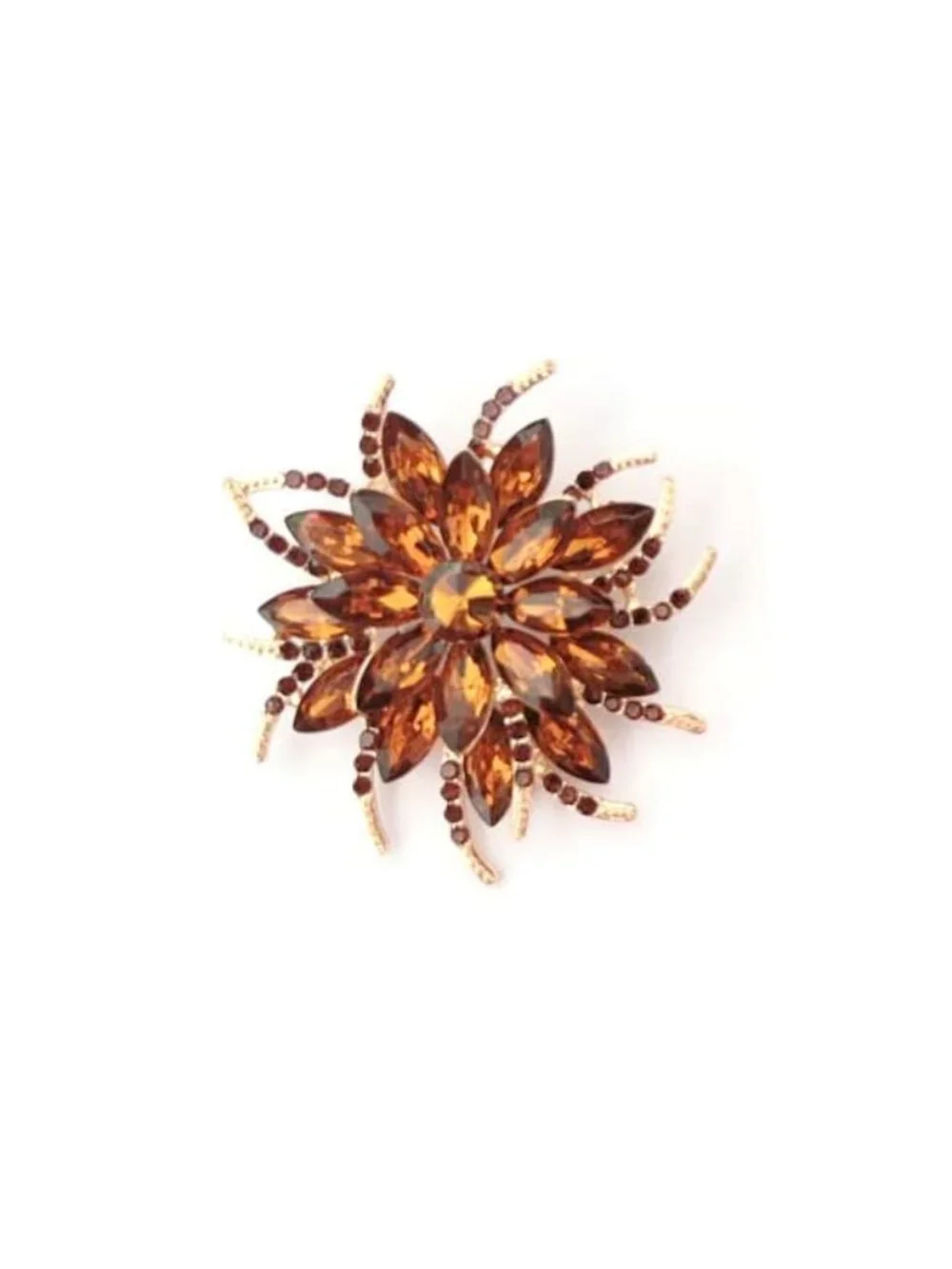 New - Vintage Crystal Rhinestone Flower-shaped Sunflower Leaf Brooch Pin Elegant